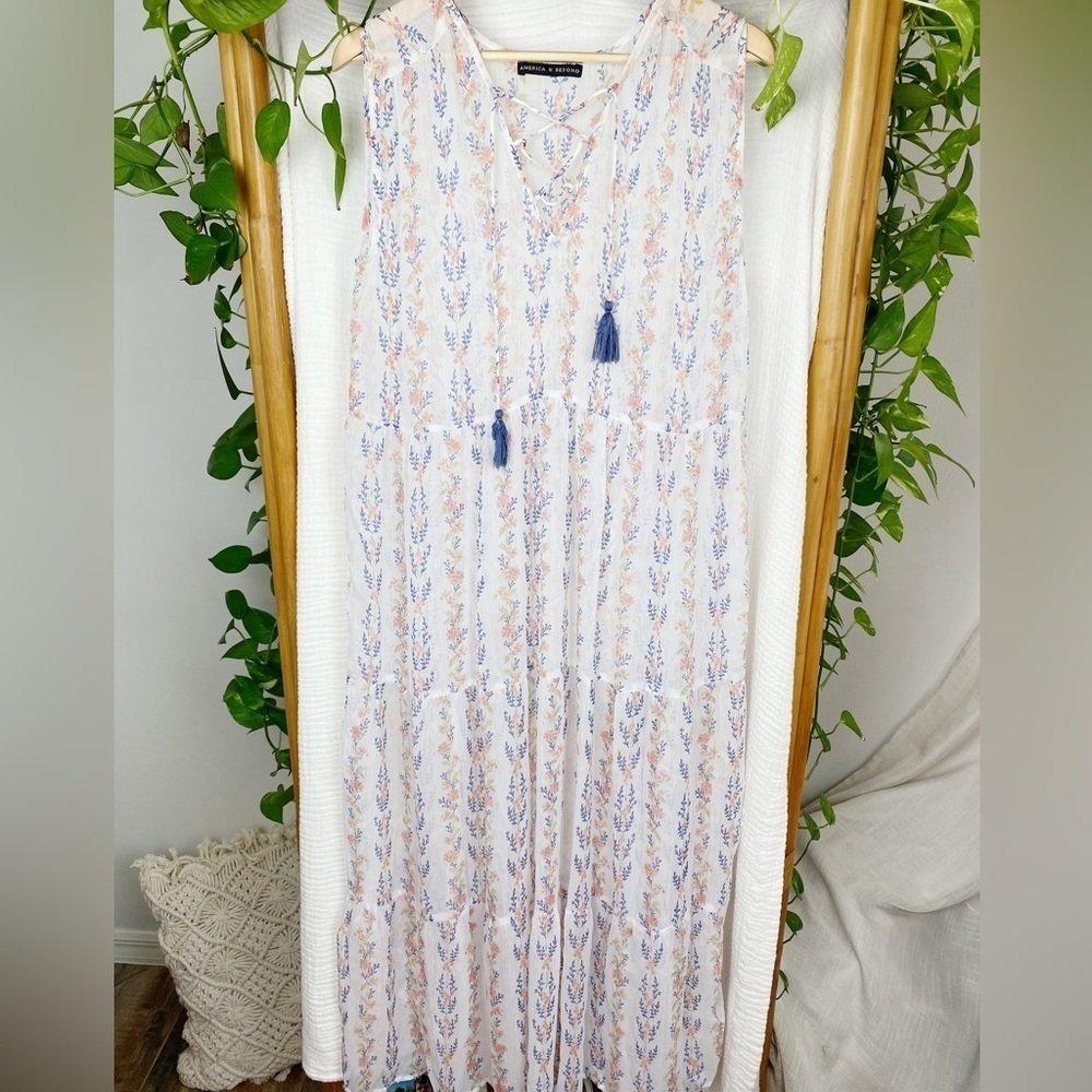 AMERICA‎ & BEYOND FLORAL SHEER MAXI DRESS​​​​​